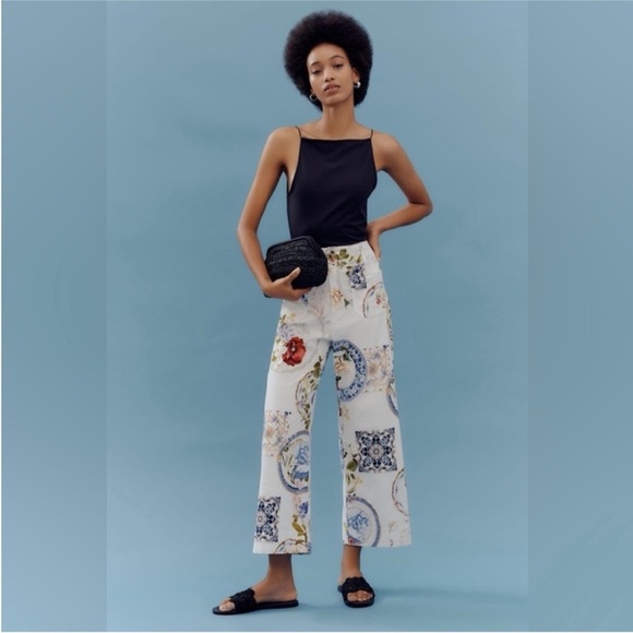 Anthropologie The Colette Cropped Wide-Leg Pants Size 33 NWT